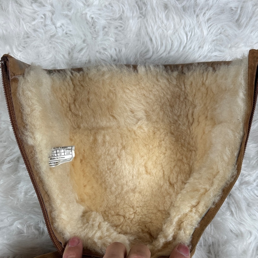 UGG Kenly Winter Tall Chestnut Suede Side Zip Boots Womens Size 6 - Picture 9 of 10
